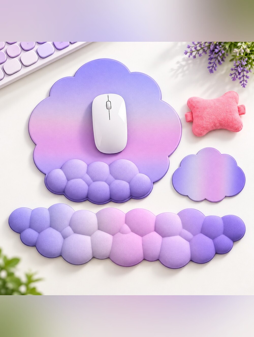 Keyboard Wrist Rest Ergonomic Arm Support Set (4 Pieces) Cloud Keyboard